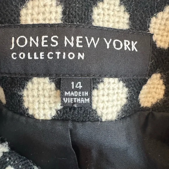 Jones New York Wool Polka Dot Jacket Blazer Classic Chic Size 14 - Picture 8 of 9